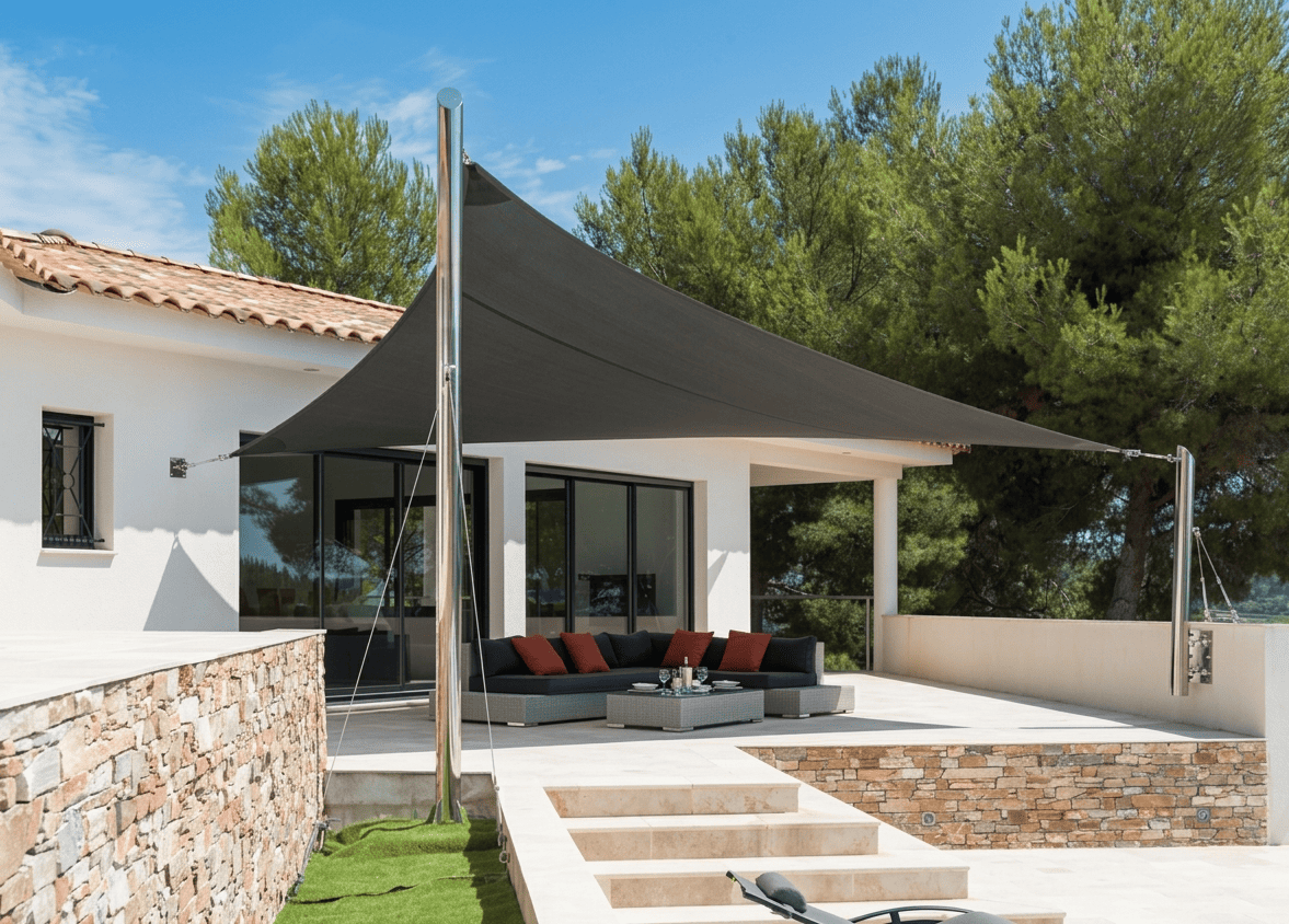 Projet de voile d’ombrage sur mesure pour terrasse, piscine ou jardin